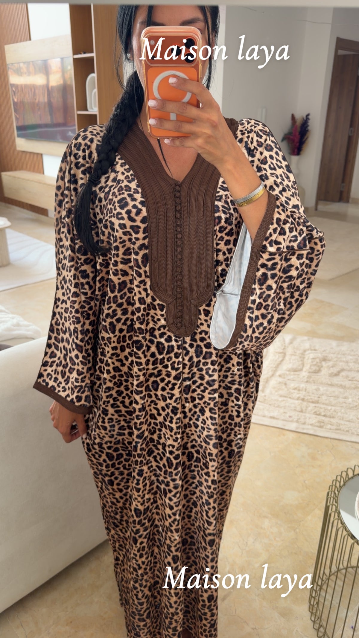 GANDOURA LÉOPARD 🐆 VELOUR MARRON