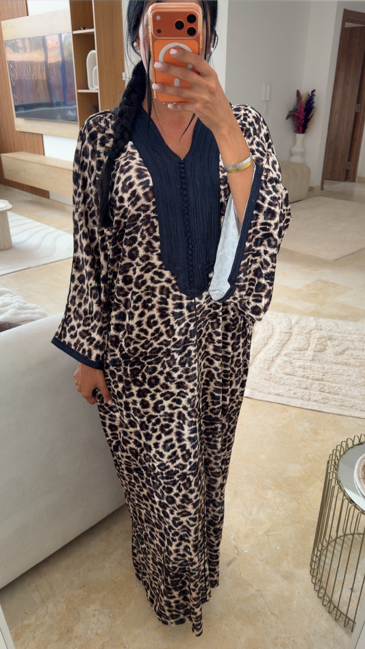GANDOURA VELOUR LÉOPARD 🐆 MARINE