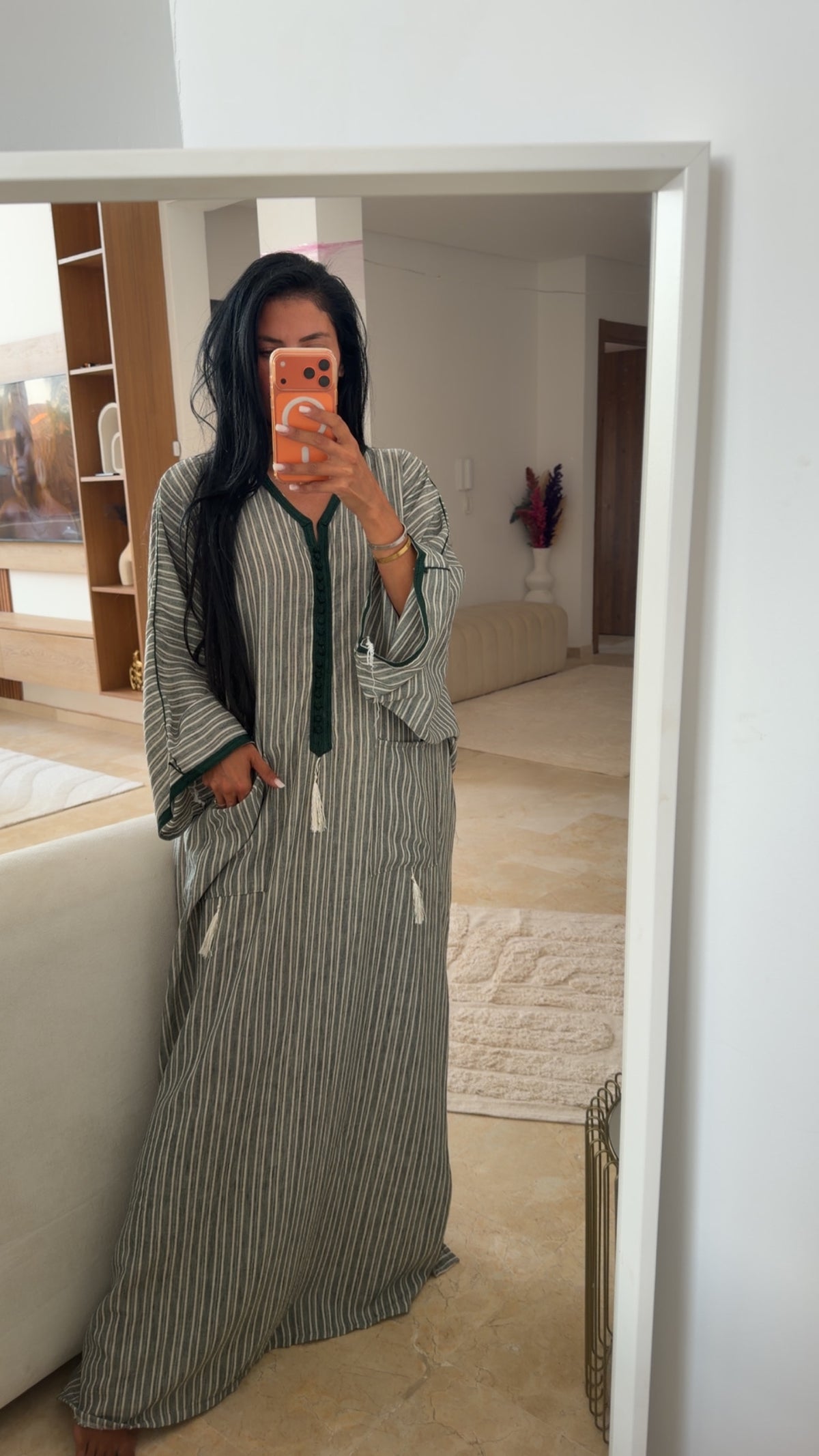 GANDOURA VERT FONCE