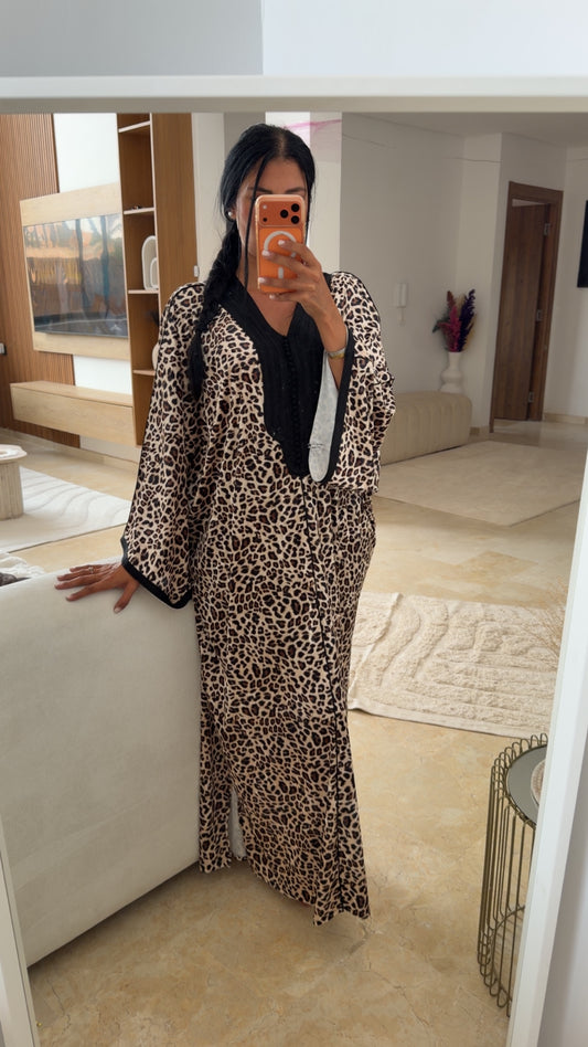GANDOURA EN VELOUR LÉOPARD 🐆