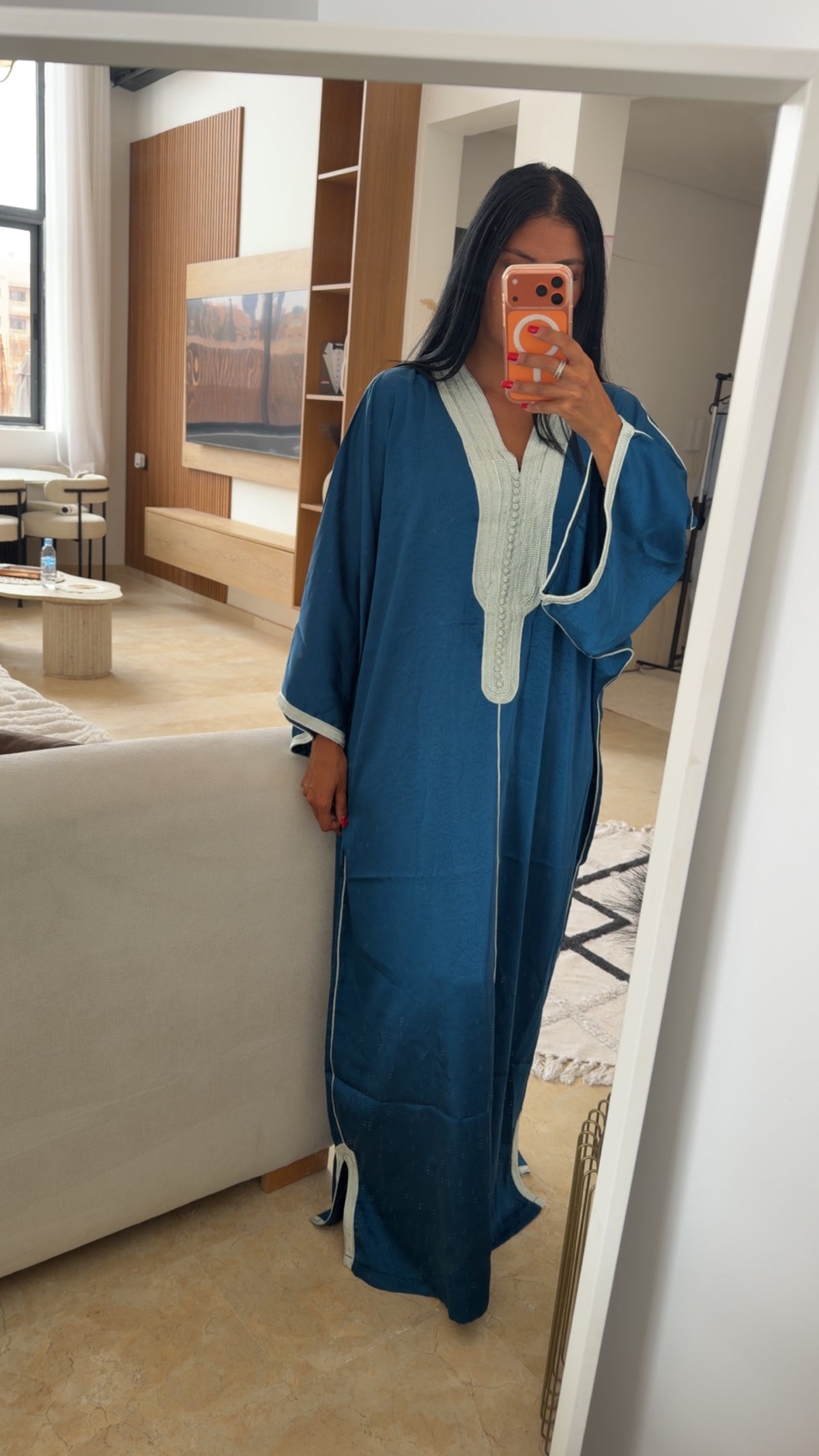 GANDOURA SATINÉE ÉMERAUDE