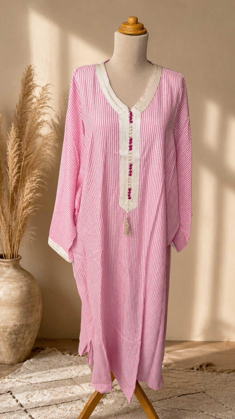 GANDOURA SANS POCHE ROSE