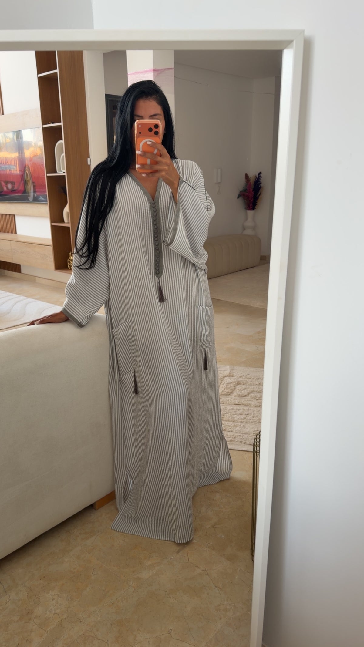 GANDOURA RAYE GRIS