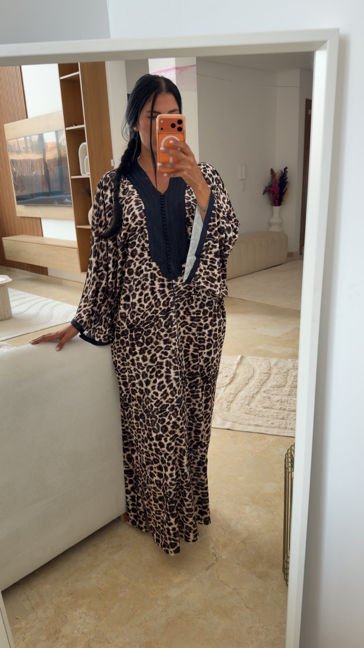 GANDOURA VELOUR LÉOPARD 🐆 MARINE
