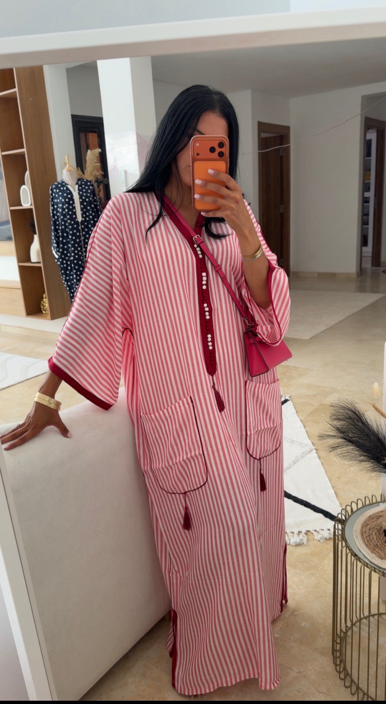 GANDOURA POCHE FUSHIA